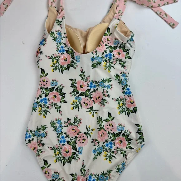 Lime Ricki Somerset Floral Shoulder Tie V-Neck One-Piece swimsuit Medium NWOT - Picture 8 of 12